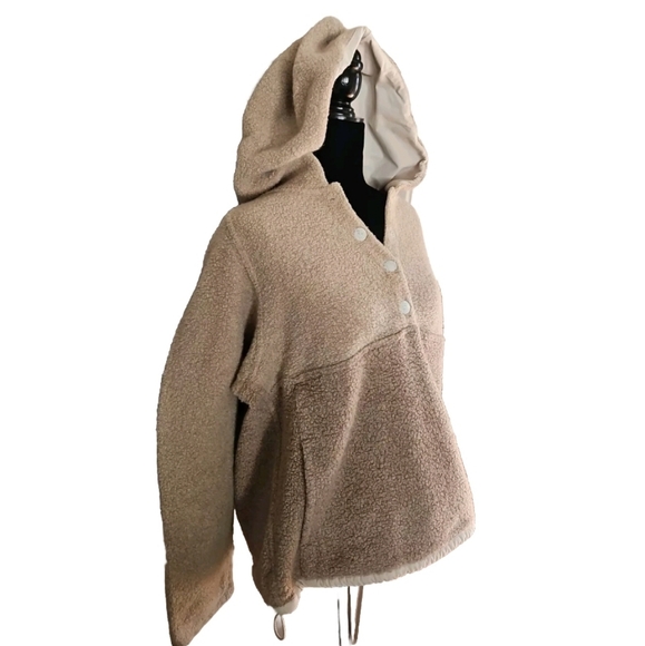 Outdoor Voices Womens Megafleece Tan Snap Up Warm Hoodie M - Picture 3 of 13